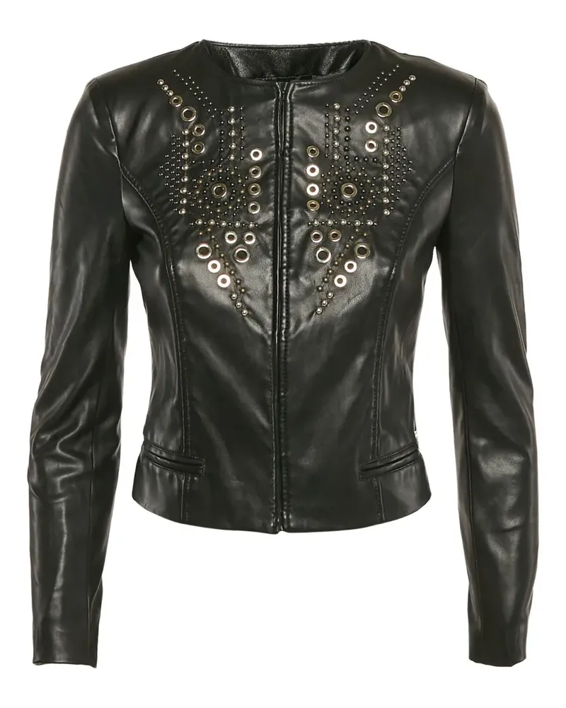 Elisabetta Franchi Lederjacke mit Ösenverzierung - Schwarz Schwarz