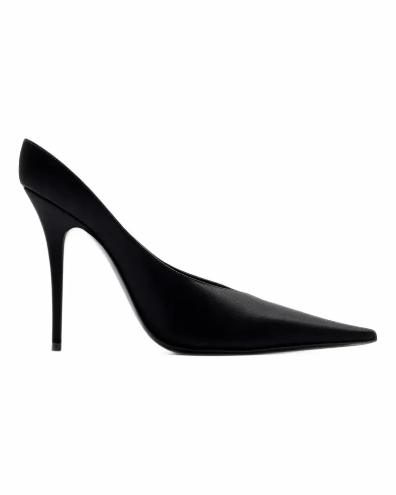 Amina Muaddi Anok Mules aus Satin 105mm - Schwarz Schwarz