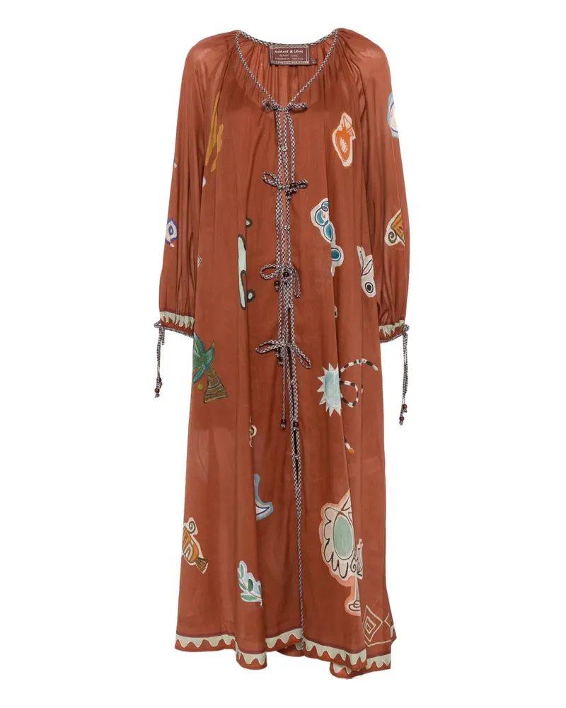 ALEMAIS x LRNLE Midikleid mit Schleifenverschluss - Braun Braun