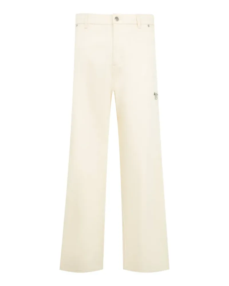 Moncler Gerade Hose mit Logo-Schild - Nude Nude
