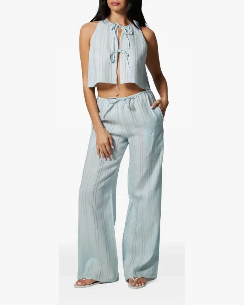 Kiki De Montparnasse Gestreifte Hose mit Schnürung - Blau Blau