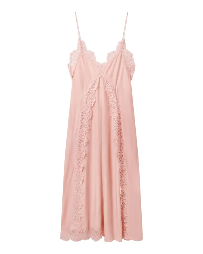 Stella McCartney lace-trim silk midi dress - Rosa Rosa