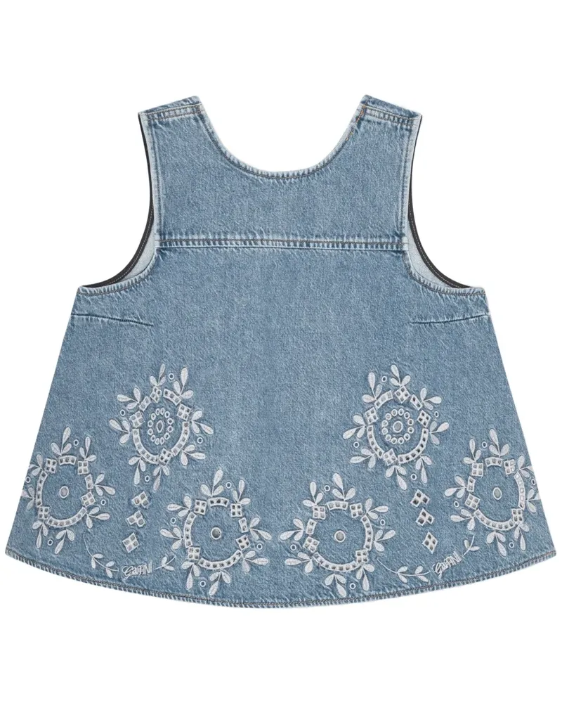 Ganni Rückenfreies Jeanstop - Blau Blau