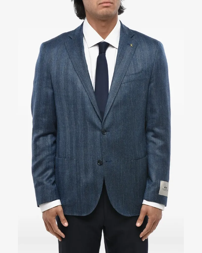 Corneliani CC Collection single-breasted herringbone blazer - Blau Blau