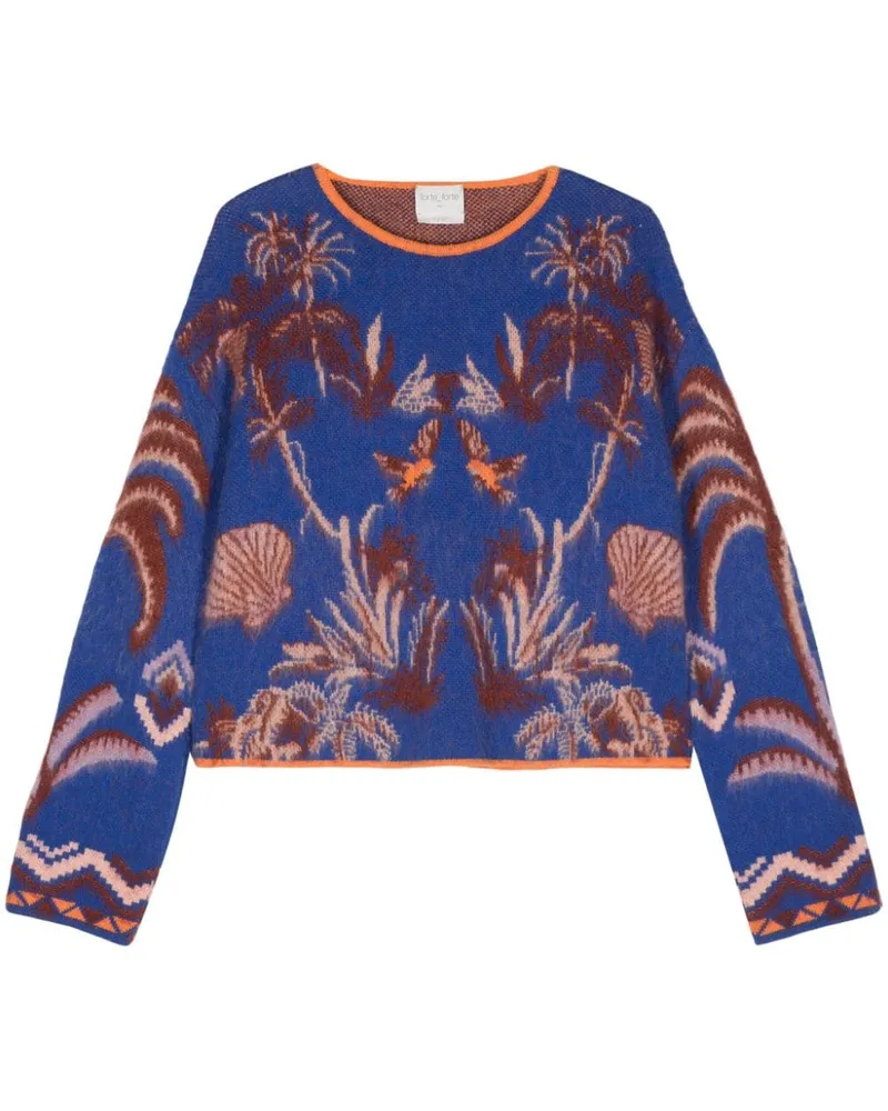 forte_forte Pullover mit Naturmotiv - Blau Blau
