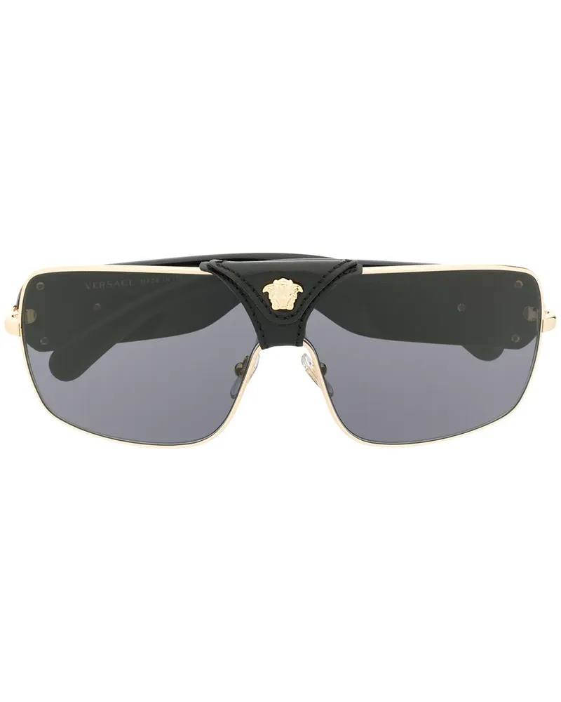 Versace Eckige 'Baroque' Sonnenbrille - Schwarz Schwarz