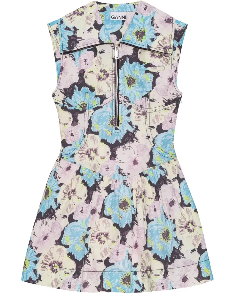 Ganni Minikleid mit Print - Blau Blau