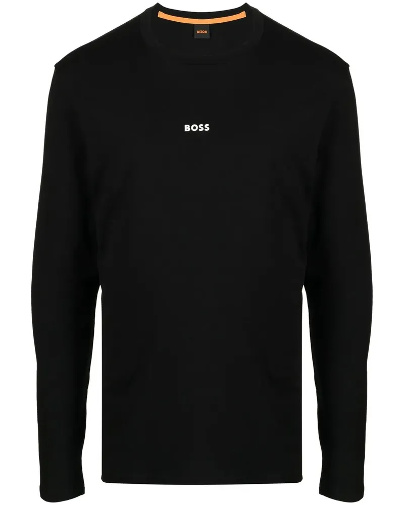 HUGO BOSS Langarmshirt mit Logo-Print - Schwarz Schwarz