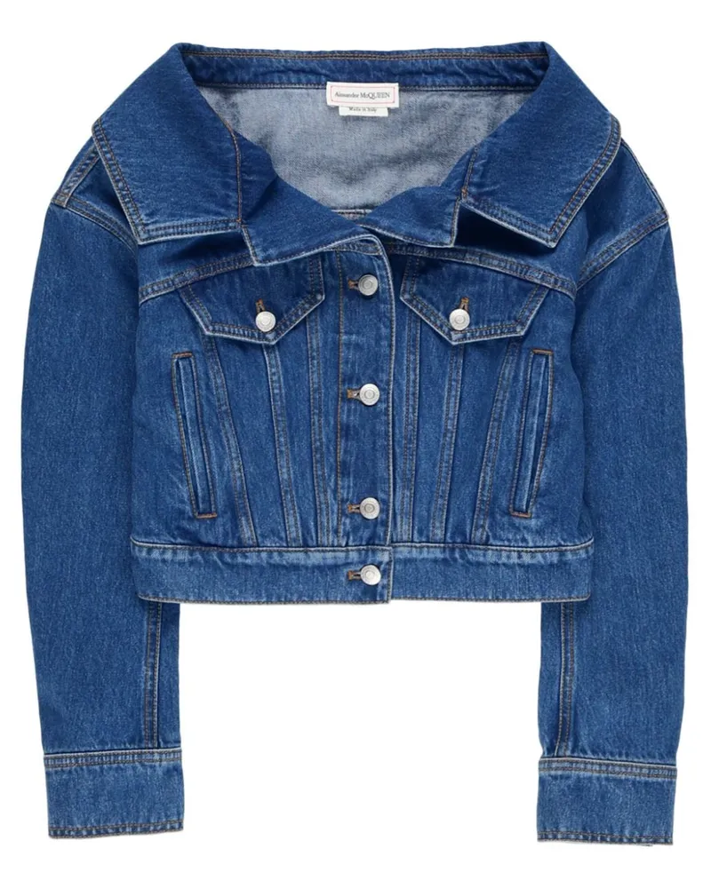 Alexander McQueen Cropped-Jacke aus Denim - Blau Blau