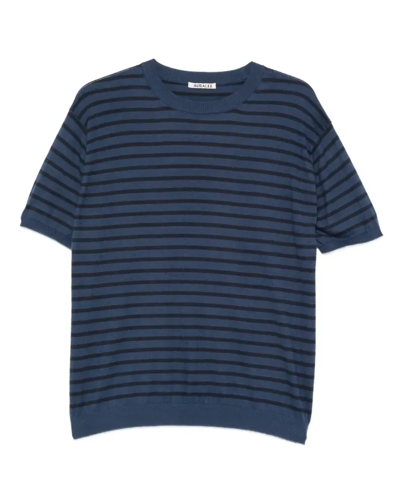 AURALEE high-gauge striped cotton T-shirt - Blau Blau