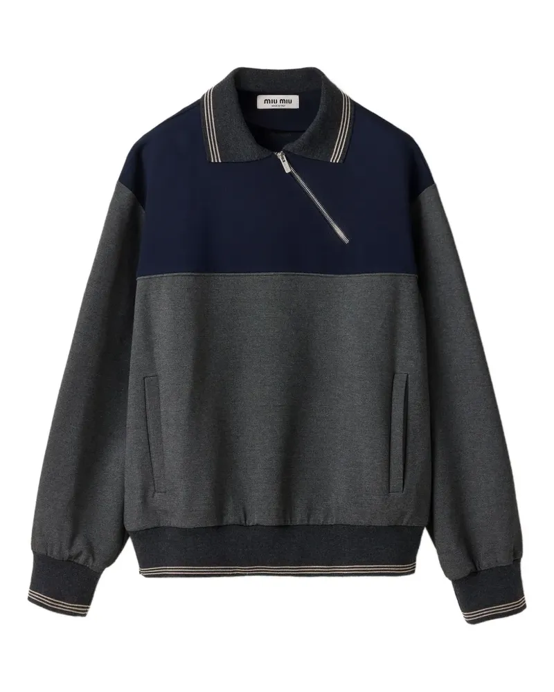 Miu Miu Sweatshirtjacke mit Polokragen - Grau Grau
