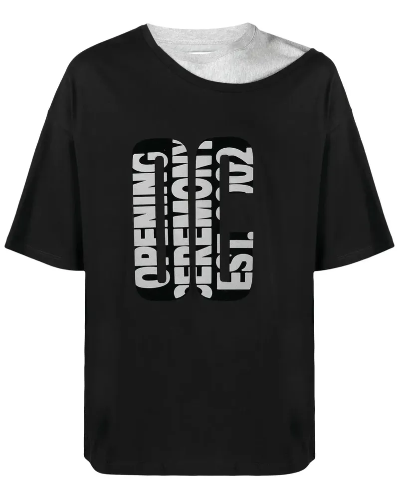 Opening Ceremony T-Shirt mit doppeltem Kragen - Schwarz Schwarz
