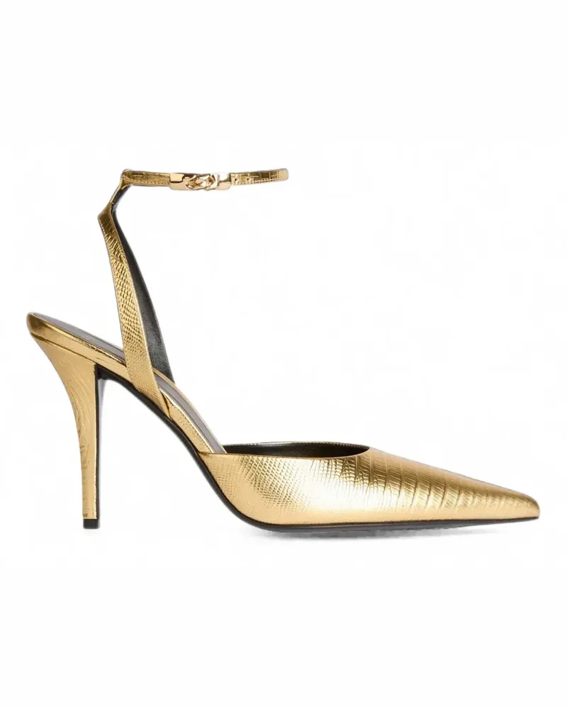 Balmain Pumps mit Riemen aus geprägtem Metallic-Leder - Gold Gold