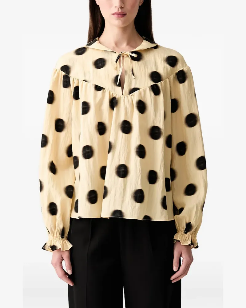 Stine Goya Gerüschte Bluse mit Polka Dots - Gelb Gelb