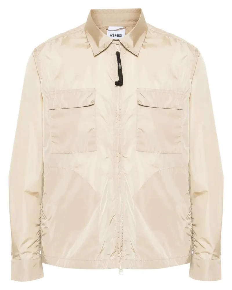 ASPESI Leichte Hemdjacke mit Logo-Print - Nude Nude