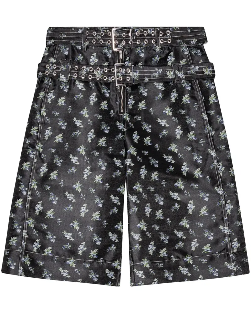 Ganni Shorts mit Blumen-Print - Schwarz Schwarz