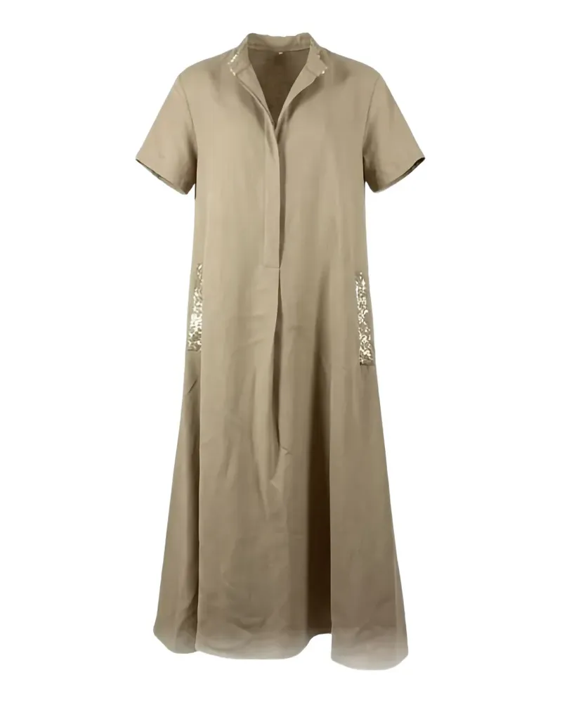 Antonelli Firenze sequin-embellished short-sleeve dress - Nude Nude