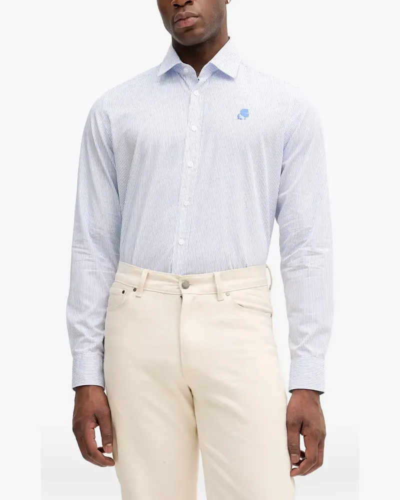 Karl Lagerfeld Gestreiftes Hemd mit Logo - Weiß Weiß