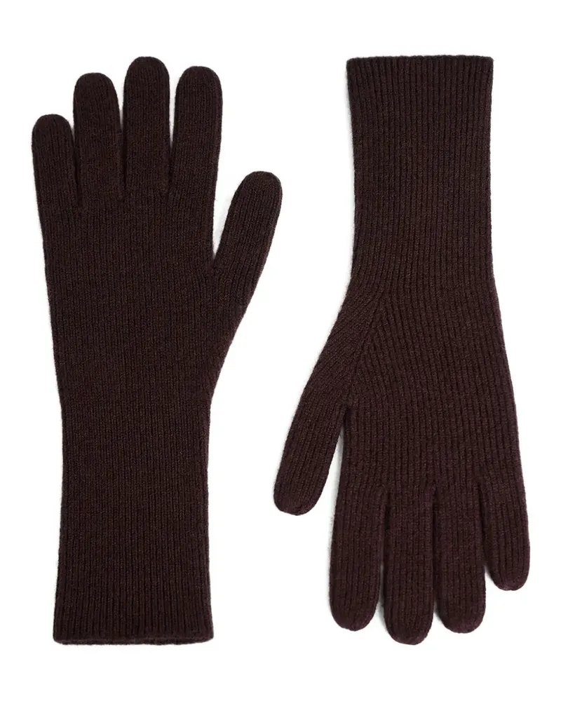 12 STOREEZ Gerippte Merino-Handschuhe - Braun Braun