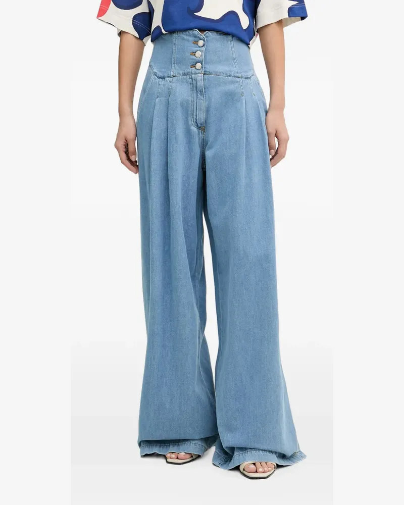 Ermanno Scervino Plissierte Jeans mit Schnürung - Blau Blau