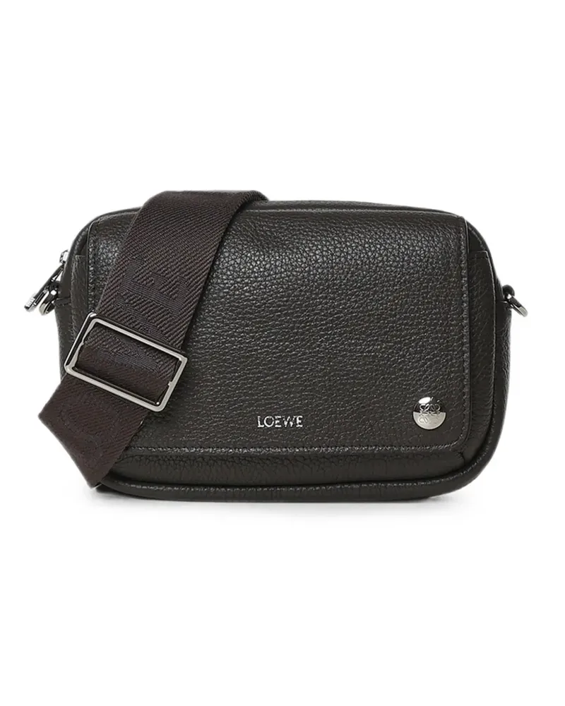 Loewe logo-print pebbled messenger bag - Grau Grau