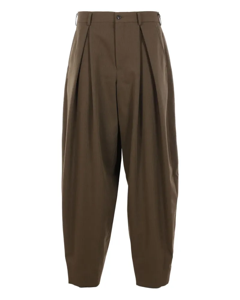 Comme des Garçons pleated herringbone trousers - Braun Braun