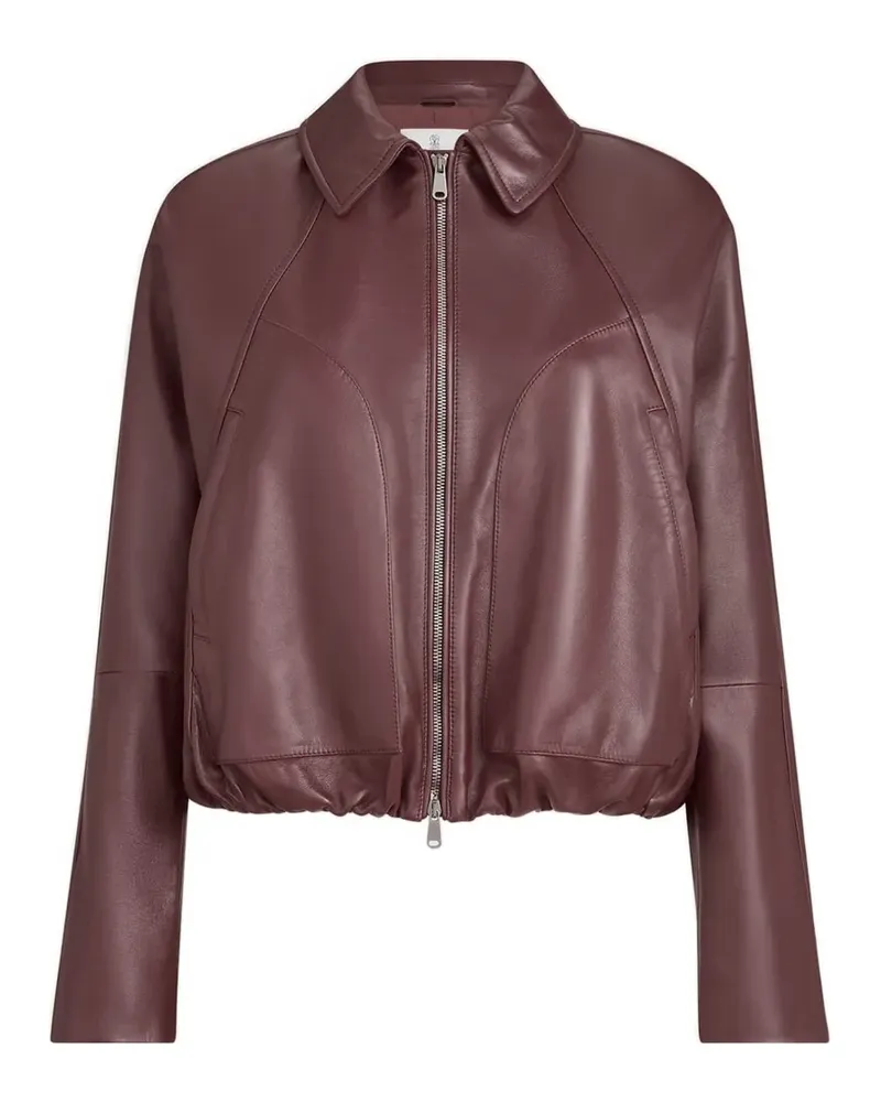 Brunello Cucinelli Jacke aus Nappaleder mit Kordelzug und Monili - Rot Rot