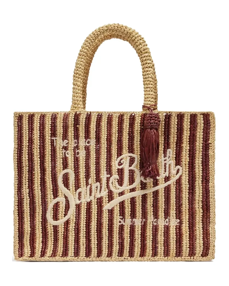 MC2 Saint Barth Gestreifter Colette Tote Bag aus Raffiabast - Rot Rot