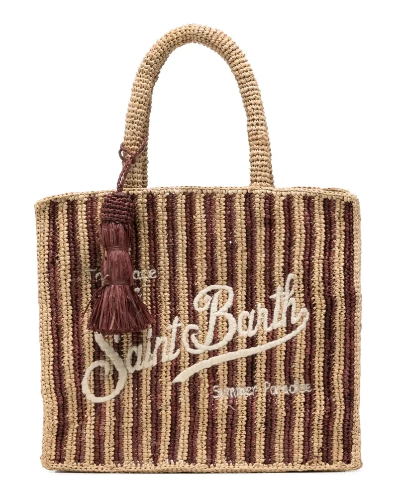 MC2 Saint Barth Gestreifte Collette Tote Bag aus Raffiabast - Rot Rot