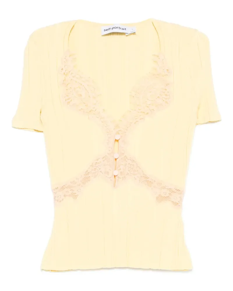 Self-Portrait lace knit top - Gelb Gelb