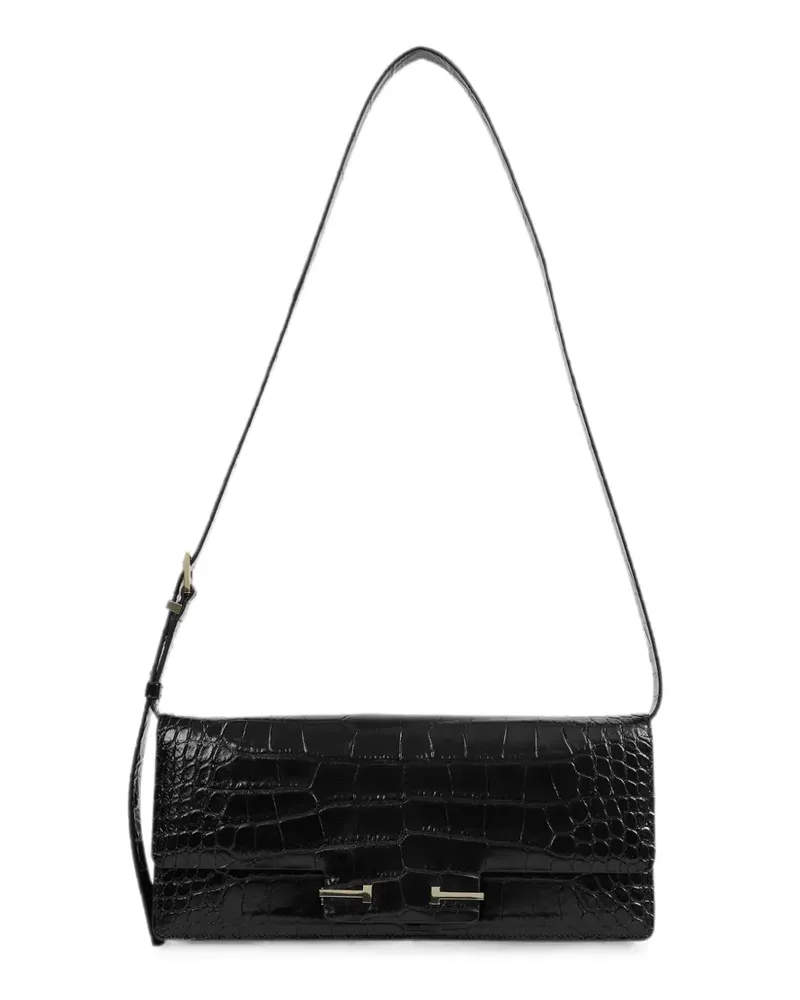 Tom Ford Aube Schultertasche in Kroko-Optik - Schwarz Schwarz