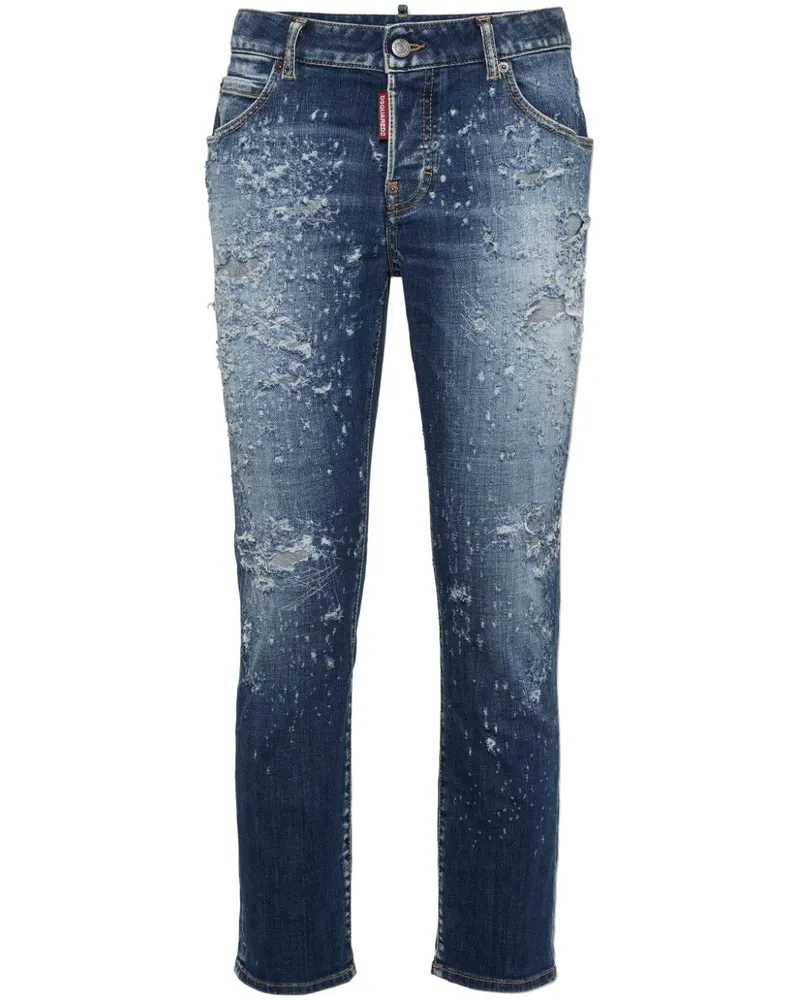 Dsquared2 Schmale Jeans im Distressed-Look - Blau Blau