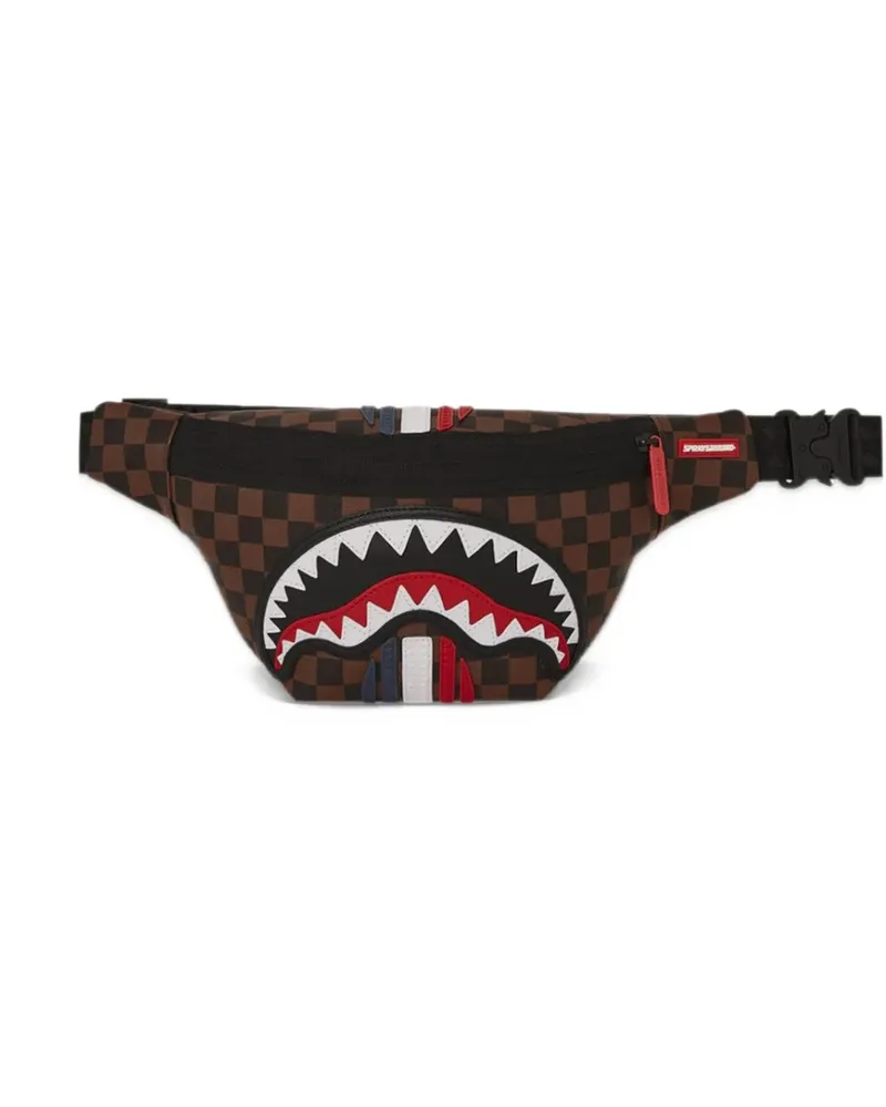Sprayground Gürteltasche mit Sägezahn- und Hai-Karomuster - Braun Braun