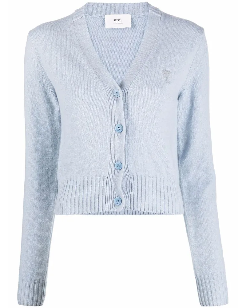 AMI Paris Ami de Coeur Cardigan mit V-Ausschnitt - Blau Blau