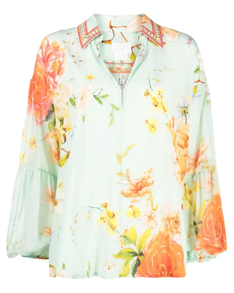 Camilla Bluse mit Print - Grün Grün