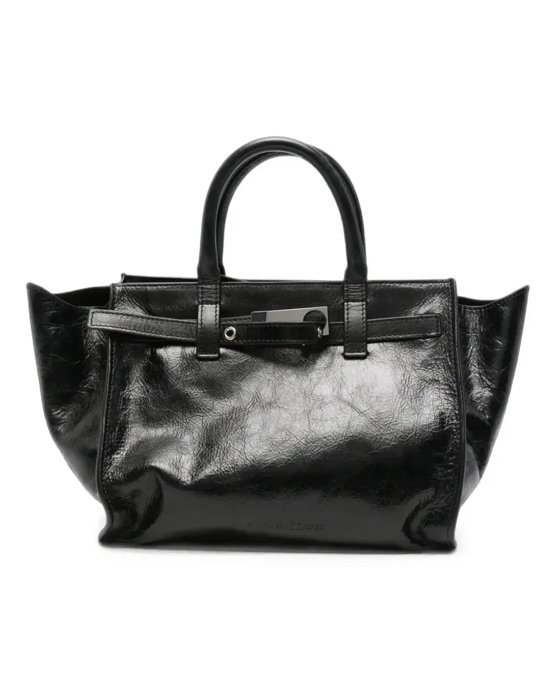 Benedetta Bruzziches Tote Bag mit Knitteroptik und Schnalle - Schwarz Schwarz