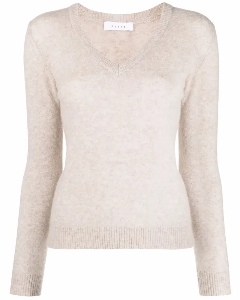 Liska Pullover mit V-Ausschnitt - Nude Nude