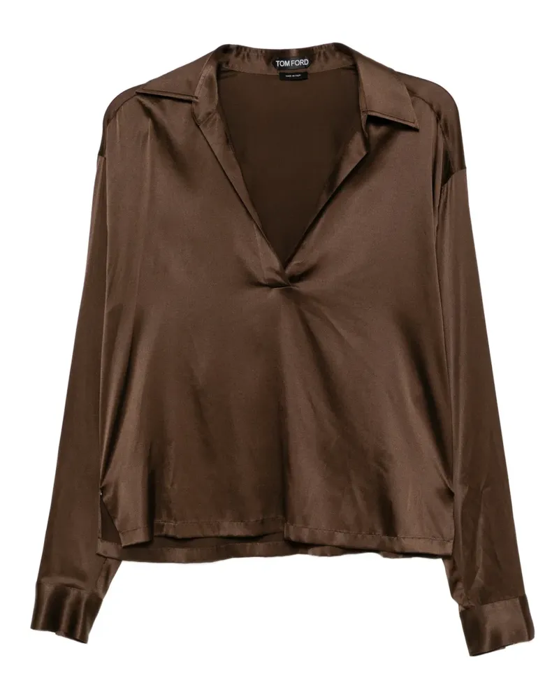 Tom Ford Klassische Satinbluse - Braun Braun