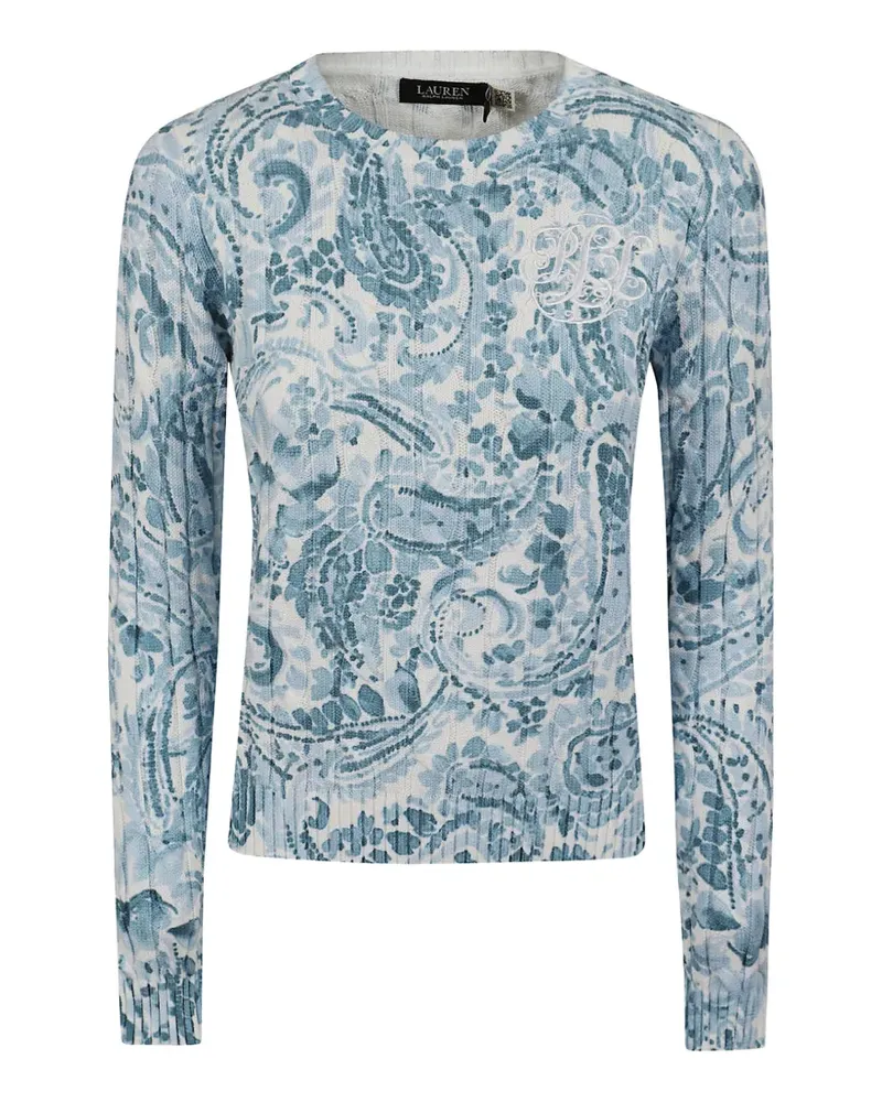 Ralph Lauren paisley-print cable-knit sweater - Blau Blau