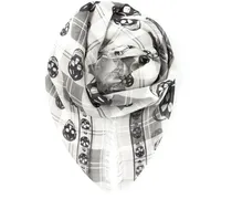Schal mit Totenkopf-Print - Weiß
