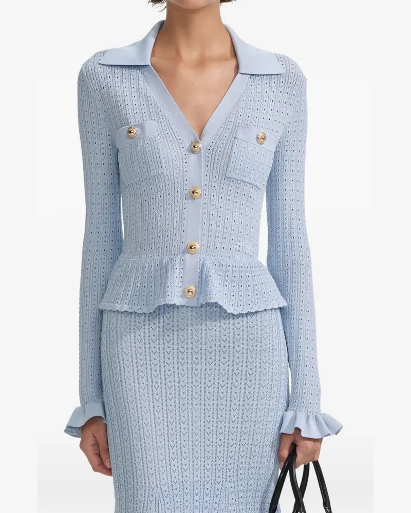 Self-Portrait Gehäkeltes Midikleid - Blau Blau