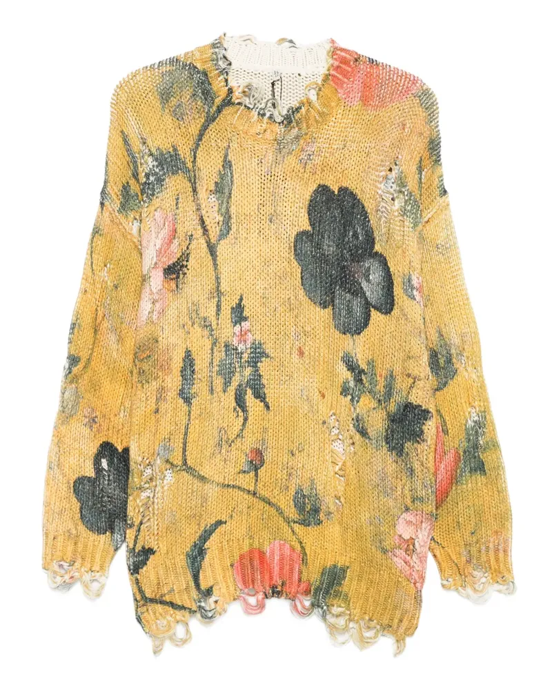 R13 Pullover mit Blumen-Print - Gelb Gelb
