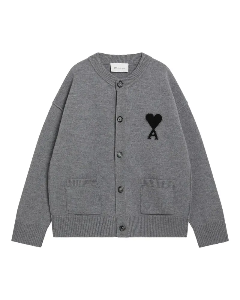 AMI Paris Cardigan mit Ami de Coeur-Motiv - Grau Grau
