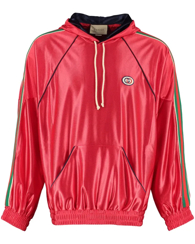 Gucci Hoodie in Glanzoptik mit Webstreifen - Rot Rot