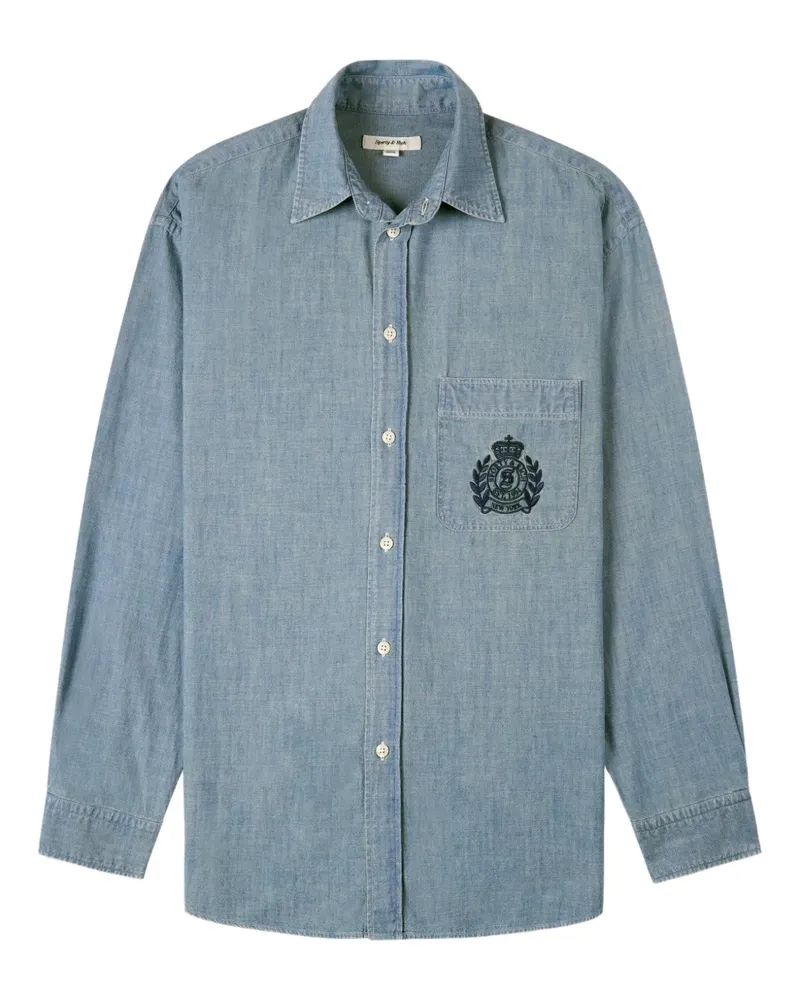 SPORTY & RICH H&W Crest T-Shirt - Blau Blau