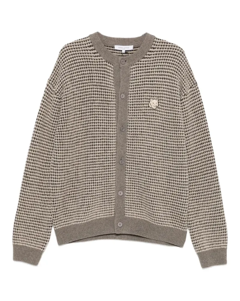Kitsuné Fox Head-patch waffle-knit cardigan - Nude Nude