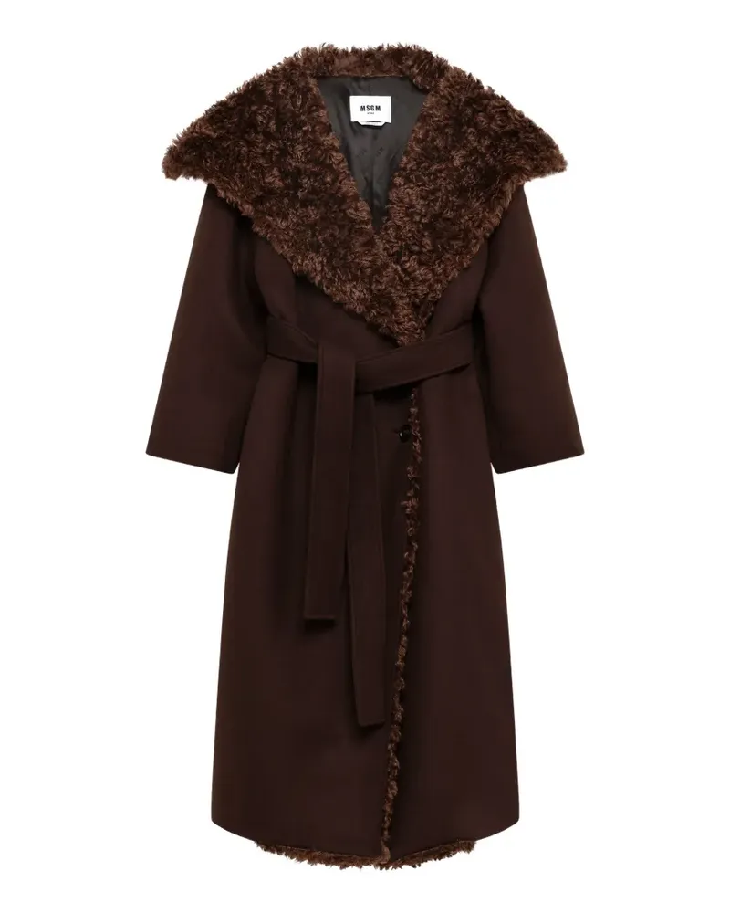 MSGM Mantel mit Shearling - Braun Braun