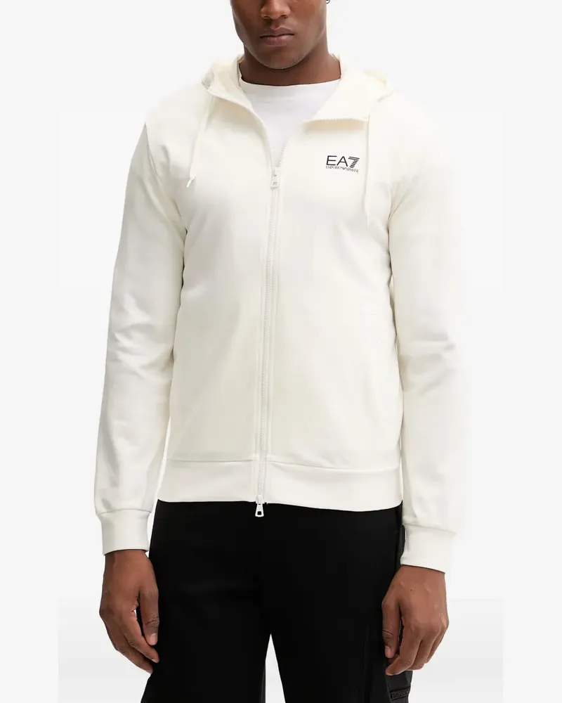 EA7 zip-up logo-detail hoodie - Weiß Weiß