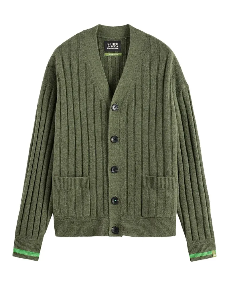 Scotch&Soda Gerippter Cardigan mit aufgesetzten Taschen - Grün Grün