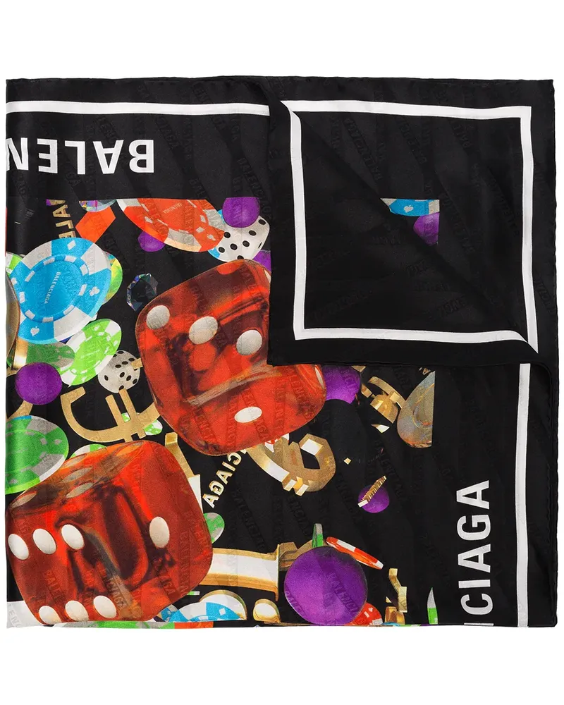 Balenciaga Schal mit Kasino-Print - Schwarz Schwarz